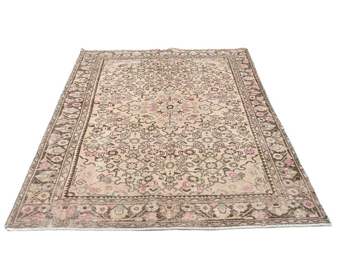 5x7 Vintage Brown Persian Style Hand Knotted Low Pile Wool Area Rug